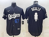 Men's Los Angeles Dodgers #67 Vin Scully Black Blue Big Logo With Vin Scully Patch Stitched Jersey,baseball caps,new era cap wholesale,wholesale hats